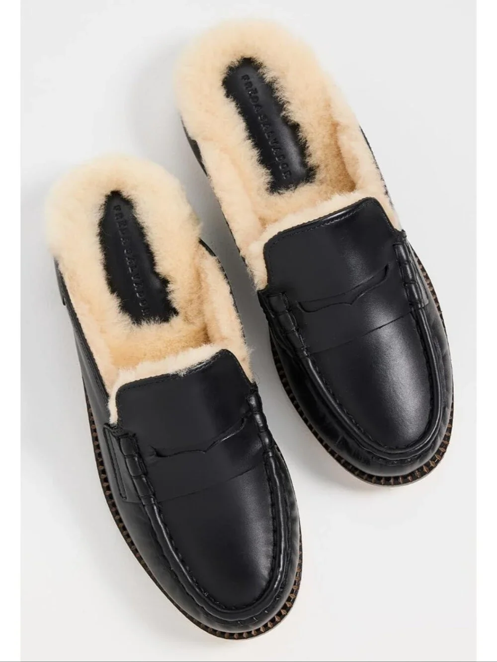 Freda Salvador, Men's Black Shearling-Lined Leather Penny Loafers